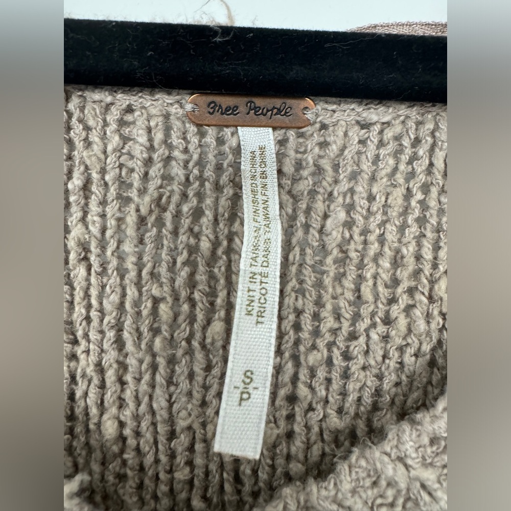 Free People cross my heart distressed knit sweater tan - Picture 2 of 5